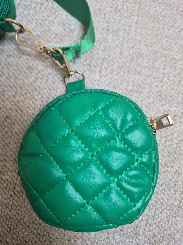 Bolso cruzado acolchado verde con bolsillo extraíble – photo 8